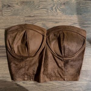 Brown Suede Crop Top